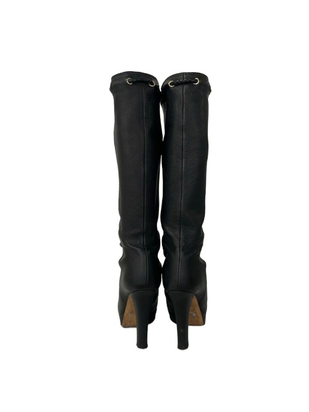 Gucci Long Boots 37.5 Black Tassel Leather - Picture 3 of 7